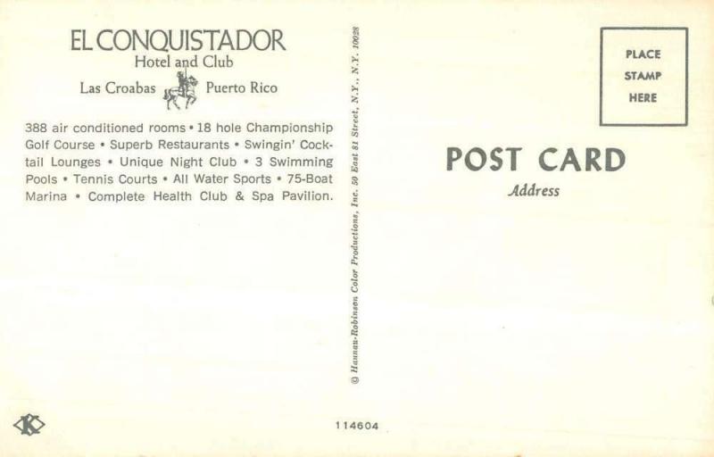 Las Croabas Puerto Rico view of El Conquistador Hotel & Club vintage pc ZA440640