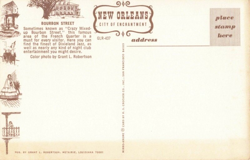 Postcard Bourbon Street New Orleans Louisiana