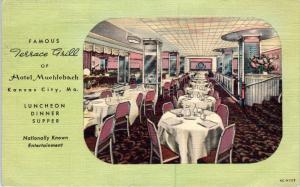 KANSAS CITY, MO Missouri   TERRACE  GRILL  1951  Roadside  Linen  Postcard