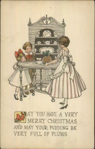 Christmas - Mother & Children Dinner Table c1910 Gibson Postcard