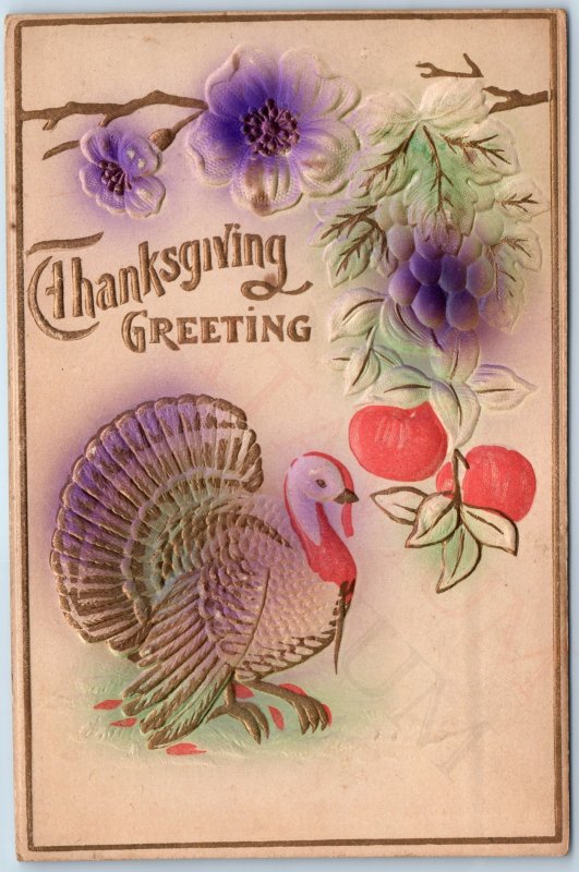 c1910s Thanksgiving Greetings Turkey To Bernice Friedly Cousin Esther Sorgs A226