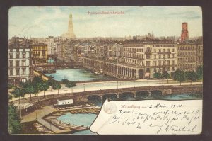 1910 HAMBURG GERMANY REESENBRANDBRUCKE NICE STAMP VINTAGE POSTCARD