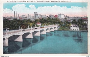 Richmond's Skyline & Mayo Bridge over Historical James River , RICHMOND, Virg...