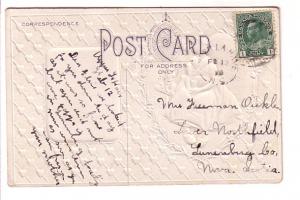 Dutch Woman, Black Cat, Valentine, Embossed Hearts, Used  1915, Canada