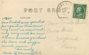 c1925 RPPC Postcard Hertzler Hospital, Halstead KS Harvey County, Posted