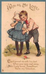 Valentines Greetings Children With All My Love Tuck Vintage Postcard AA72107