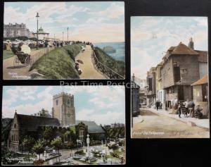 Kent FOLKESTONE Collection of 3 Old Postcard c1904