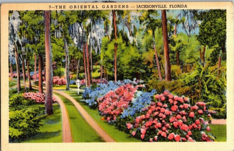 Postcard Oriental Gardens Jacksonville Florida Vintage Standard View Card 