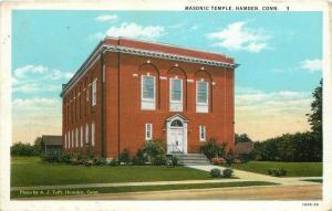 Hamden Connecticut 1920s Masonic Temple Hughes Teich postcard 988