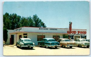 BEECHER'S CORNERS, CA California ~ Roadside JET INN CAFE c1950s Cars Postcard