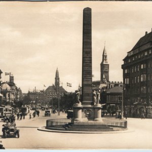 c1910s Copenhagen Denmark RPPC Photo Postcard Touring Car Frihedsstøtten Obelisk