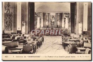 Postcard Old Ship Ship Interior Normandy The smoking room and the large livin...