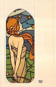 ART NOUVEAU WOMAN ARTIST SIGNED KIRCHNER EMBOSSED REPRINT POSTCARD (3)