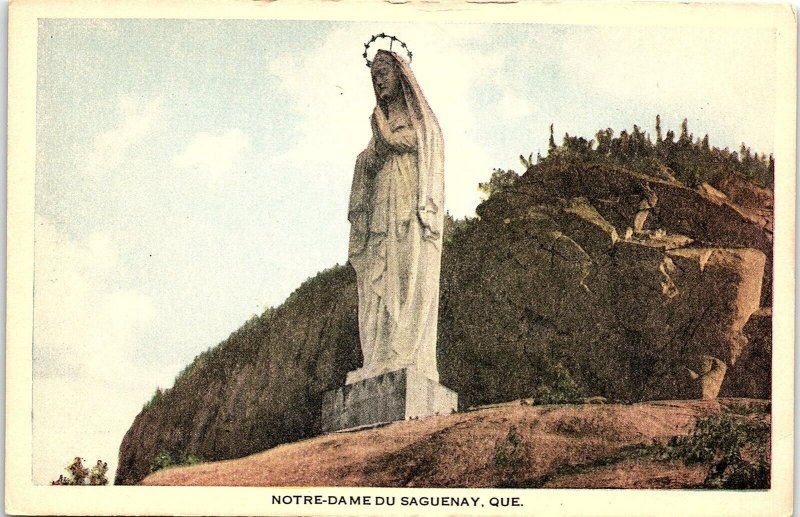 1930s QUEBEC NOTRE-DAME SAGUENAY RELIGIOUS STATUE MONUMENT POSTCARD 43-105