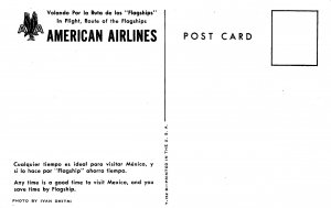 American Airlines Flagship Plane in Mexico 1950s postcard