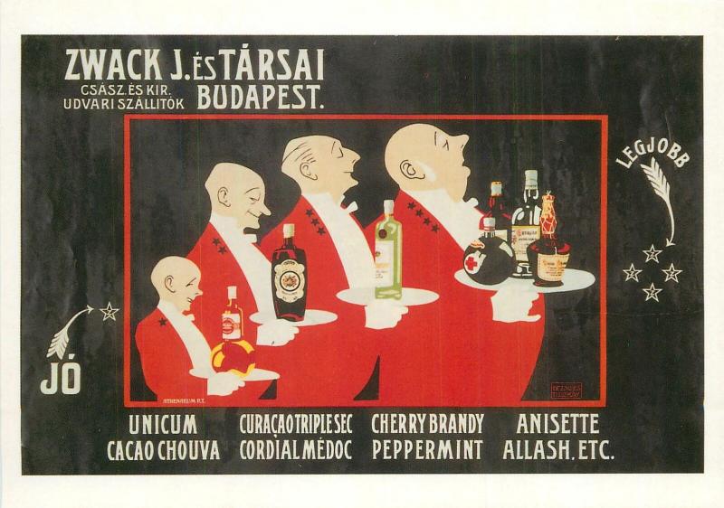 Unicum Hungarian liqueurs bitters drunk alcohol digestif advertising waiters