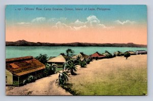 OFFICERS ROW CAMP DOWNES ORMOC ISLAND PHILIPPINES MILITARY POSTCARD (c. 1907)