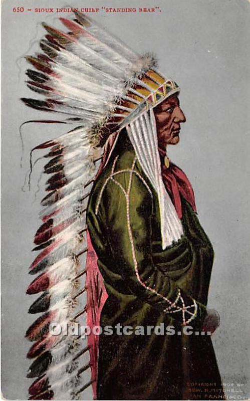 Sioux Indian Chief, Standing Bear Indian Unused 