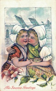 Volendam Kids Seasons Greetings Vintage Postcard 06.67