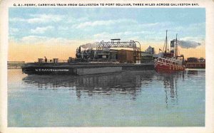 G & I Railroad Ferry Galveston to Port Bolivar Texas 1930s postcard