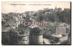 Old Postcard Fougeres Picturesque La Porte Notre Dame and the Upper Town