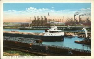 Ashtabula OH NY Central Docks Ore Ship James Laughlin c1920s Postcard