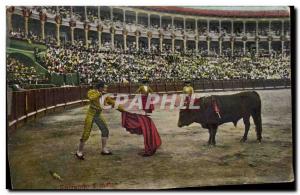 Old Postcard Bullfight Taurus Enrtado a matar