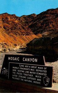 California Death Valley National Monument Mosaic Canyon Entrance Sign