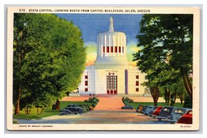 Oregon State Capitol Building Salem OR UNP Linen Postcard T21