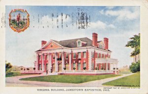 JAMESTOWN VA 1907 EXPOSITION~VIRGINIA BUILDING PCD-BEDFORD CITY TO POPLAR HILL