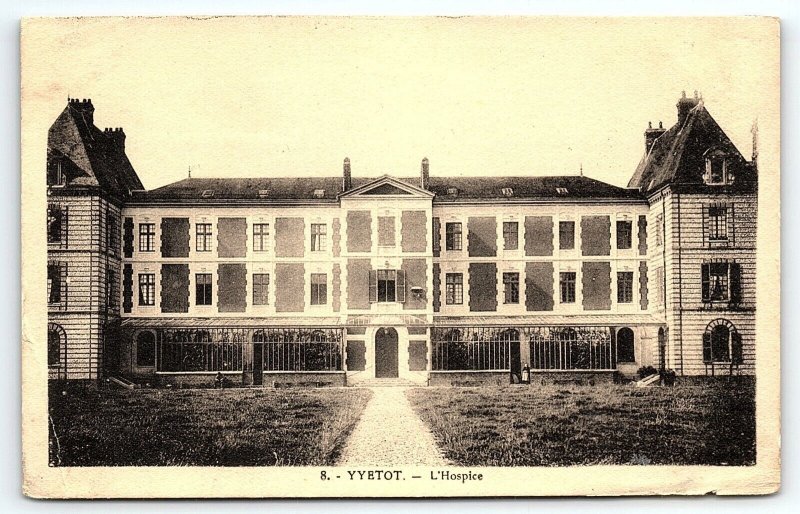 c1910 YYETOT FRANCE HOSPITAL LITHOGRAPHIC EARLY POSTCARD P1510