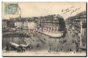 Old Postcard Marseille Rue de la Republique Tramway