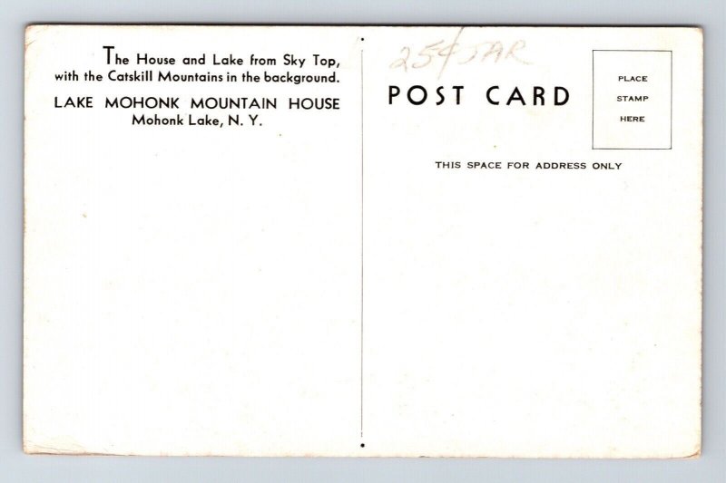 House Lake From Sky Top Catskill Mountains Mohonk NY New York Postcard UNP VTG 