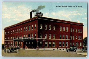 Iowa Falls Iowa IA Postcard Hotel Woods Exterior Building c1917 Vintage Antique