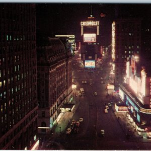 1951 New York City NY Times Square @ Night Chevrolet Pepsi Advertising Sign A224