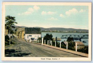 Quebec Canada Postcard Scene at Gaspe Village c1940's Vintage Unposted