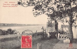 L042 Vietnam 1907 Annam Than-Hoa Sam-son fishermen pagode vintage postcard