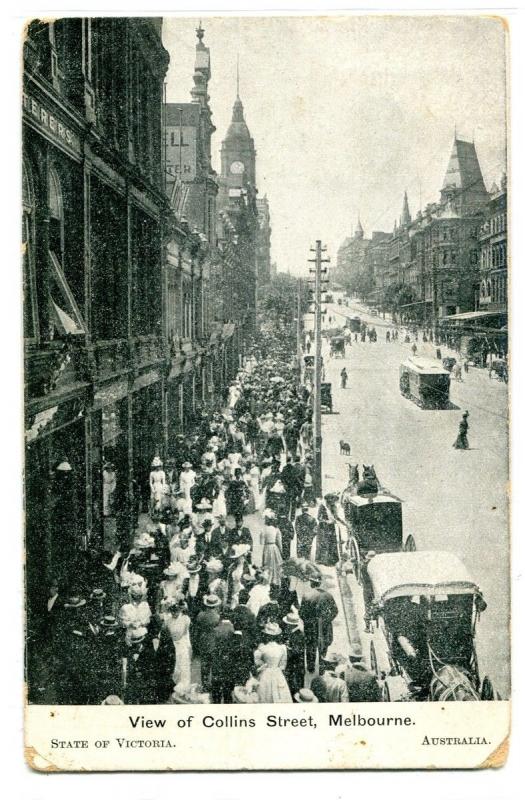 Collins Street Melbourne Australia 1910c postcard