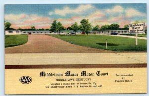 MIDDLETOWN, Kentucky KY ~ Roadside MIDDLETOWN MANOR MOTOR COURT c1940s Postcard