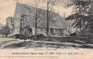 HARTFORD CT~TRINITY CHURCH-SUNDAY SCHOOL OPENS NOTICE~1905 CHAPIN PHOTO POSTCARD