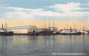 Charleston South Carolina New Clyde Line Docks Vintage Postcard AA34533 