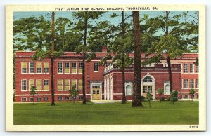 1940s THOMASVILLE GA JUNIOR HIGH SCHOOL BUILDING LINEN UNPOSTED POSTCARD P4203