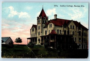 Racine Wisconsin Postcard Luther College Exterior Building c1912 Vintage Antique