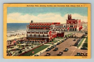Asbury Park NJ-New Jersey, Aerial Pavilion Convention Hall, Linen c1955 Postcard
