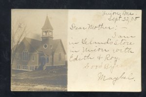 RPPC UNION MAINE ME. CHURCH BUILDING 1905 VINTAGE REAL PHOTO POSTCARD