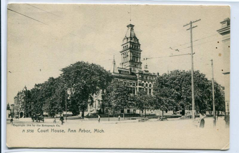 Court House Ann Arbor Michigan 1907c postcard