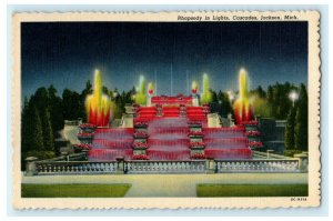 Rhapsody in Lights Cascades Jackson Michigan Vintage Postcard 