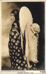 Glacier National Park Indian Woman & Child Native Americana Blackfeet Tribe RPPC