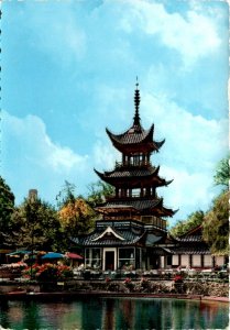 Iconic Chinese Tower in Tivoli Gardens Postcard