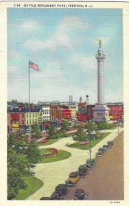 1940's Battle Monument Park, Trenton, New Jersey Linen Colortone Postcard
